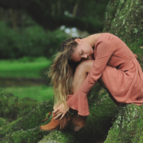 a person in a forest
