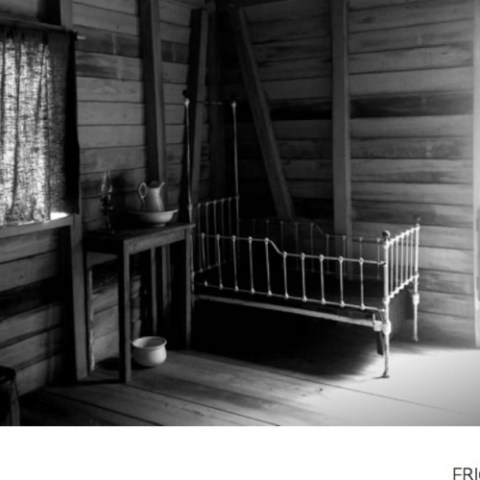 a room with a large window